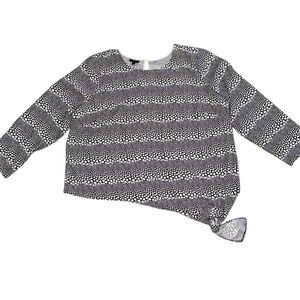 Talbots Women's 2XL Black Polka Dot Blouse with Side Tie